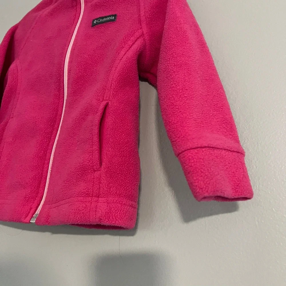 Columbia Toddler Girls‎ hot Pink Full Zip Fleece Jacket Mock Neck 18-24 Months